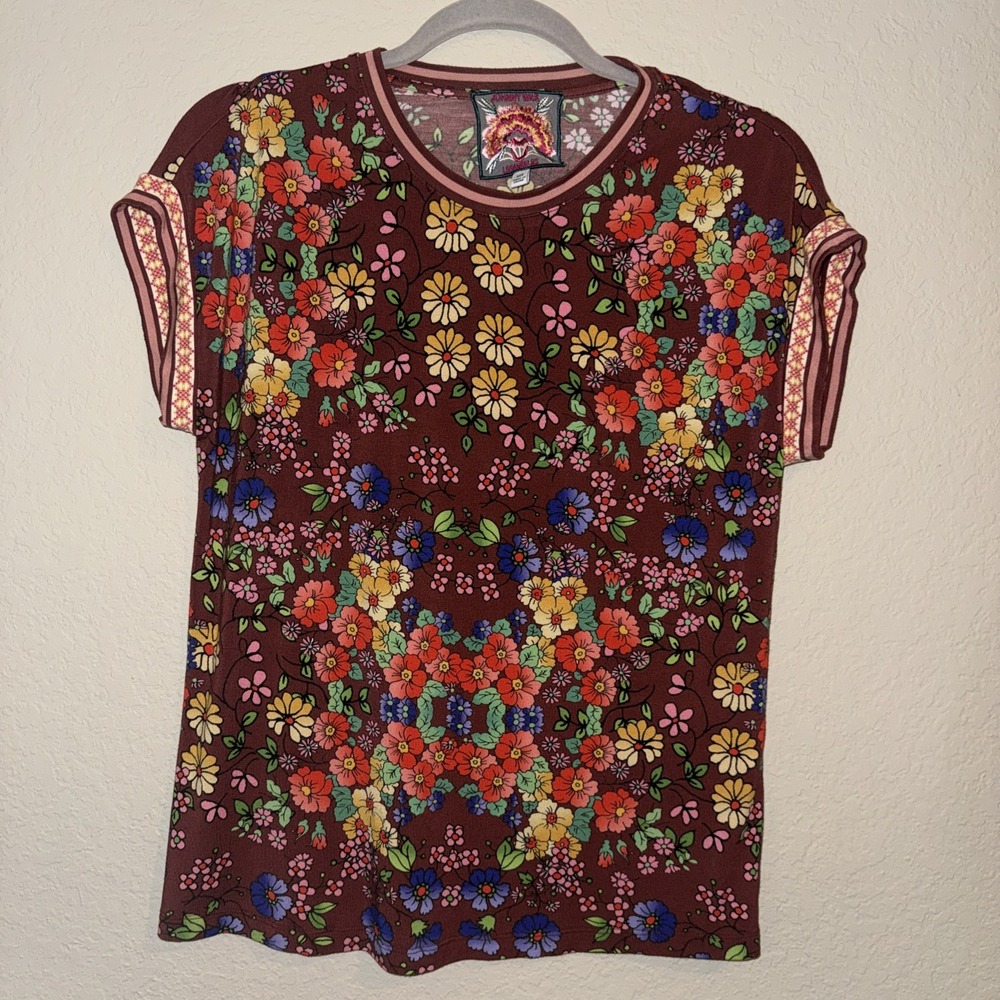 Johnny Was Teaberry Bamboo-Blend Size XXS Stretchy Bohemian Floral Fall